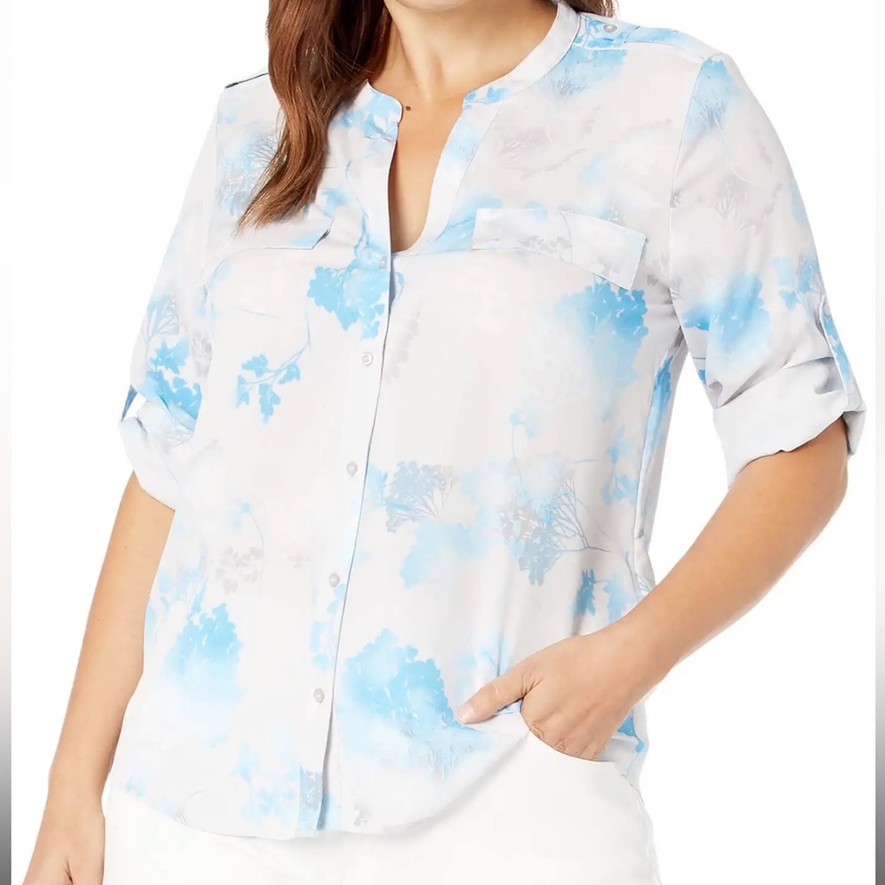 Calvin Klein Printed Crew Neck Roll Sleeve